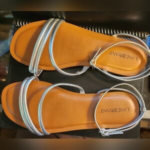 Lane Bryant Flat Strappy Silver Sandals Size 9W